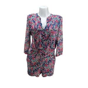 Joie Silk Romper Jumpsuit Floral L